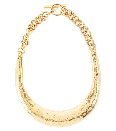 Saint Laurent Moon Choker In Aged Gold