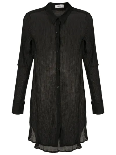 Amir Slama Crinkle-finish Shirt Dress In Black