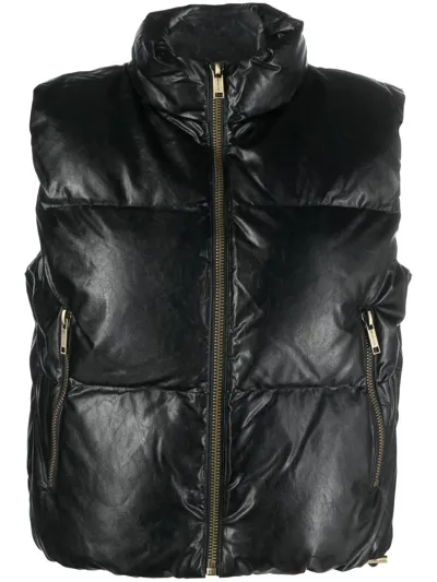 Michael Michael Kors Viscose Blend Topstitched Vest In Black