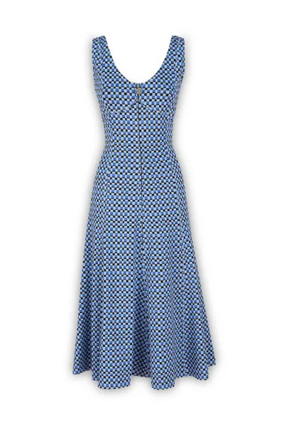 Marni Check Jacquard Jersey Midi Dress In Light Blue