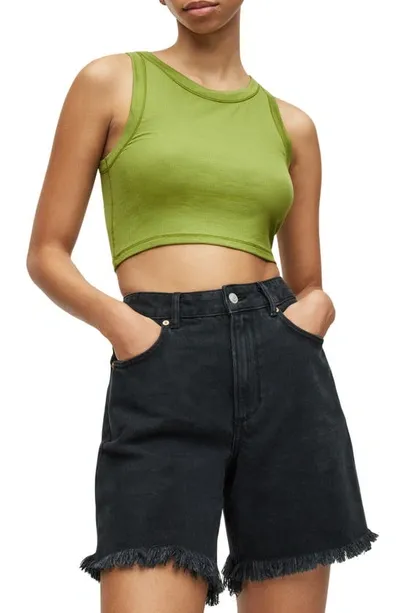 Allsaints Rina Stretch Crop Tank In Green