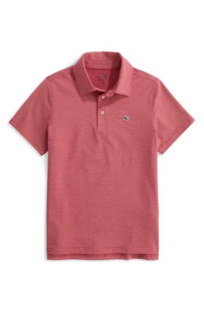 Vineyard Vines Kids' St. Jean Stripe Sankaty Performance Polo In Lighthouse Red