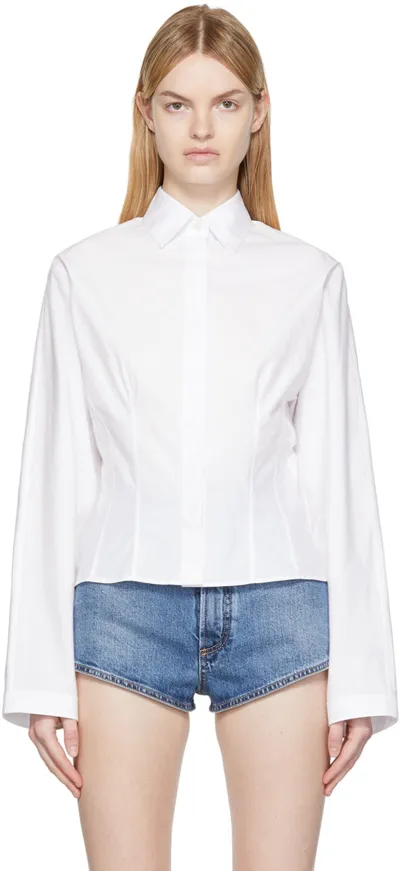 Alaïa Corset Button-down Poplin Shirt In White