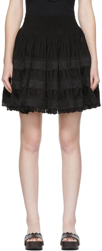 Alaïa Woman High Waist Black Fluid Short Skirt