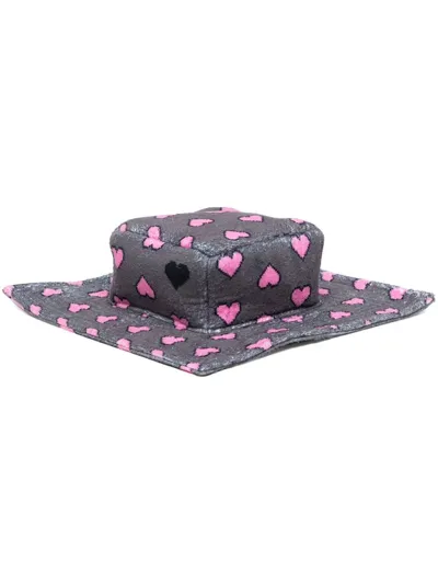 Natasha Zinko Pixel Heart Box Bucket Hat In 灰色