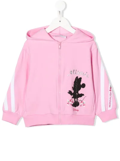 Monnalisa Kids' Minnie Zip-up Hoodie In Pink