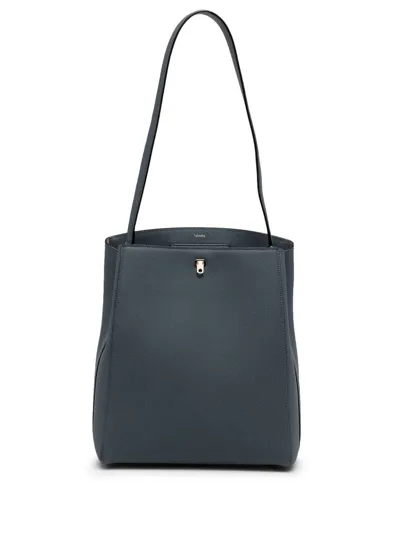 Valextra Brera Textured-leather Shoulder Bag In 蓝色