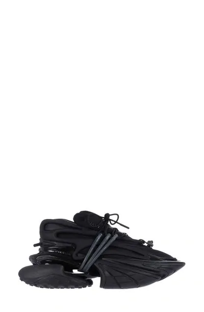 Balmain Unicorn Neoprene And Calfskin Sneakers In Black