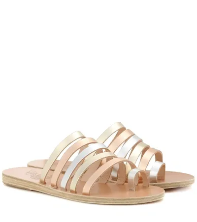 Ancient Greek Sandals Niki Metallic Leather Sandals In Platinum