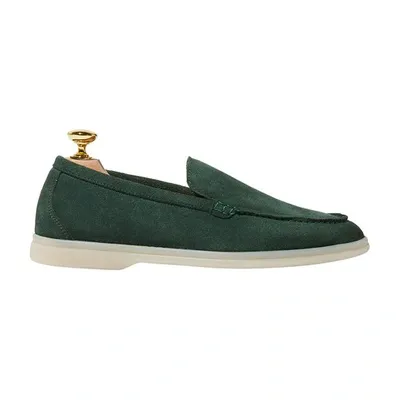 Scarosso Ludovica Suede Loafers In Green - Suede Leather