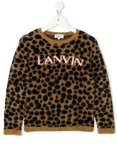 Lanvin Enfant Kids' Embroidered-logo Detail Jumper In Neutrals