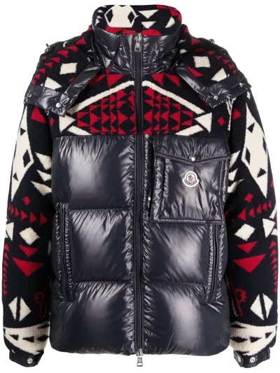 Moncler Thymelee Graphic-print Woven-down Puffer Jacket In Blue