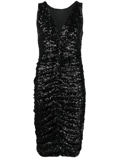 P.a.r.o.s.h Sequin-embellished V-neck Dress In Black