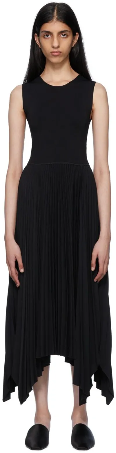 Joseph Dera Pleated Stretch-woven Midi Dress In Black