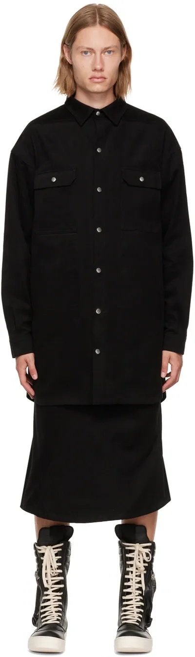 Rick Owens Oversized Cotton Shirt Jacket In Black