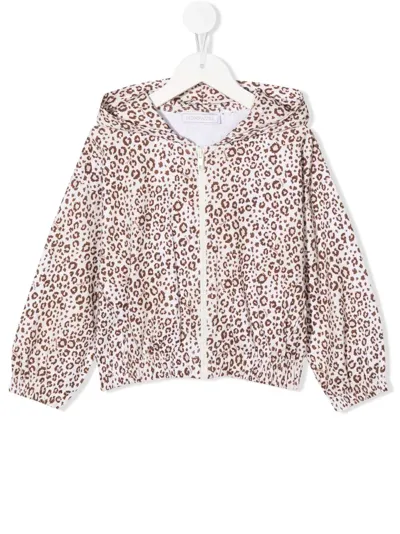 Monnalisa Leopard-print Zipped Hoodie In Neutrals