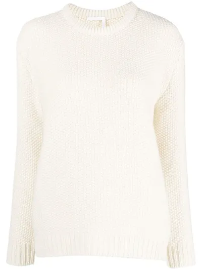 Chloé Crew-neck Cashmere Jumper In White