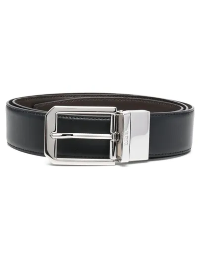 Z Zegna Buckle-fastening Leather Belt In Schwarz