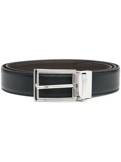 Z Zegna Buckle-fastening Leather Belt In Braun