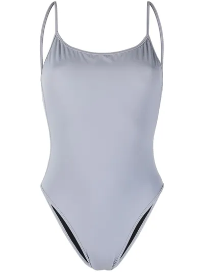 Manokhi Scoop-neck Open-back One-piece In Grau