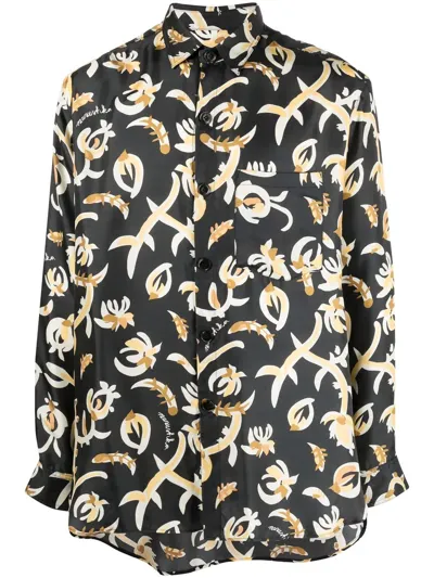 Nanushka Abstract-print Long-sleeved Shirt In Black