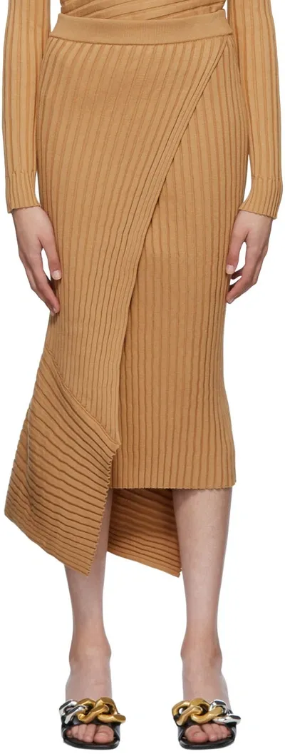 Stella Mccartney Tan Elevated Midi Skirt In Beige