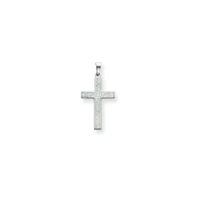 Pre-owned Accessories & Jewelry 14k Weiss Gold Politur Gravierbares Blume Kruzifix Kreuz Religiös Charm Anhänger