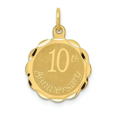 Pre-owned Accessories & Jewelry 14k Gelbgold Stempel Politur Facettiert Laser Geätzt Happy 10th Jubiläum Charm