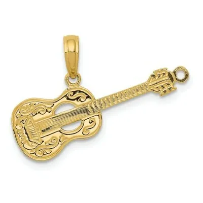 Pre-owned Accessories & Jewelry 14k Gelbgold Poliert Gitarre Design Texturiert Kostüm Anhänger Für Halskette