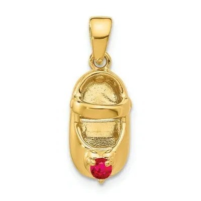 Pre-owned Accessories & Jewelry 14k Gelbgold Juli Monatsstein Original Rubin Gravierbares 3d Babyschuh Charm