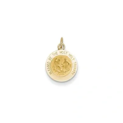 Pre-owned Accessories & Jewelry 14k Gelbgold Poliert & Gravierbar Heilige Trinität Religiös Rund Medaille Charm