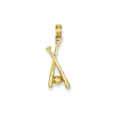 Pre-owned Accessories & Jewelry 14k Gelbgold Poliert Doppel Baseball Fledermäuse & Kugel Sports Charm Anhänger