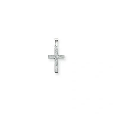 Pre-owned Accessories & Jewelry 14k Weiss Gold Poliert Blumenmuster Design Kruzifix Kreuz Religiös Charm Anhänger