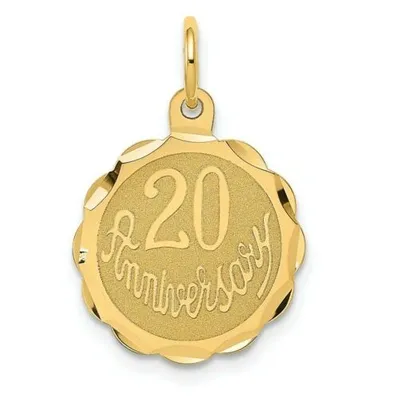 Pre-owned Accessories & Jewelry 14k Gelbgold Poliert Stempel Facettiert Laser Geätzt Happy 20 Jubiläum Charm