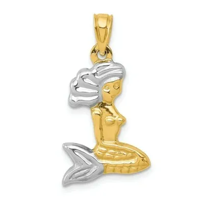 Pre-owned Accessories & Jewelry 14k Gelbgold & Weissgold Poliert Hohl 3 Dimensional Mermaid Charm Anhänger