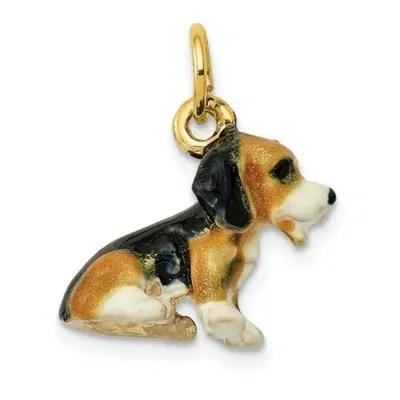 Pre-owned Accessories & Jewelry 14k Gelbgold Solide 3 Dimensional Emaillierte Klein Beagle Hund Charm Anhänger