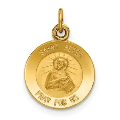 Pre-owned Accessories & Jewelry 14k Gelbgold Poliert Heiliger Peter " Beten Für Us Religiös Medaille Charm