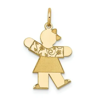 Pre-owned Accessories & Jewelry 14k Gelbgold Poliert Laser Geätzt Mädchen Spitze Zehen Um Geben Kiss Kid Charm