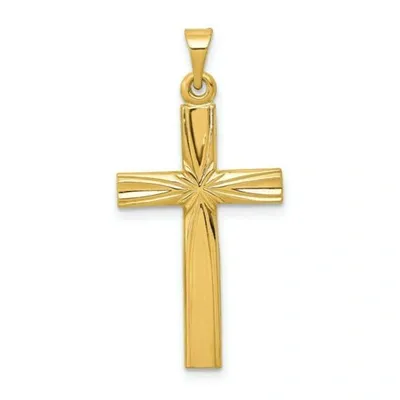 Pre-owned Accessories & Jewelry 14k Gelbgold Politur Solid Gravierbares Kruzifix Kreuz Religiös Charm Anhänger