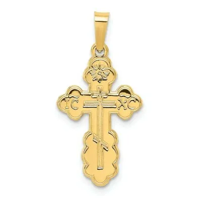 Pre-owned Accessories & Jewelry 14k Gelbgold Poliert Östliche Orthodox Kruzifix Kreuz Religiös Charm Anhänger