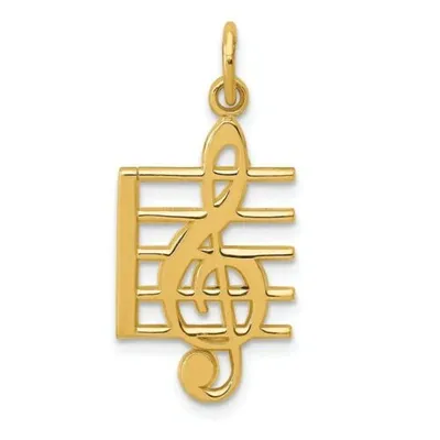 Pre-owned Accessories & Jewelry 14k Gelbgold Solide Musical Violinschlüssel Note Kostüm Anhänger Für Halskette