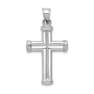 Pre-owned Accessories & Jewelry Unisex 14k Weiss Gold Poliert Hohl Kruzifix Kreuz Religiös Charm Anhänger