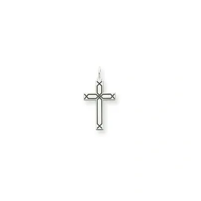 Pre-owned Accessories & Jewelry 14k Weiss Gold Massiv Politur Laser Design Kruzifix Kreuz Religiös Charm Anhänger