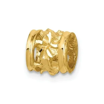 Pre-owned Accessories & Jewelry 14k Gelbgold Diamantschliff Mini Frangipani Zylinder Kette Slide Charm Anhänger