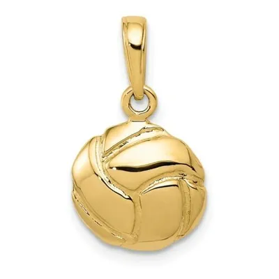 Pre-owned Accessories & Jewelry 14k Gelbgold Poliert Massiv Und Diamantschliff Sports Thema Volleyball Charm