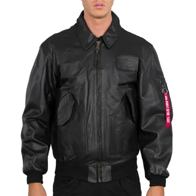 Pre-owned Alpha Industries Herren Lederjacke Cwu 45 Schwarz