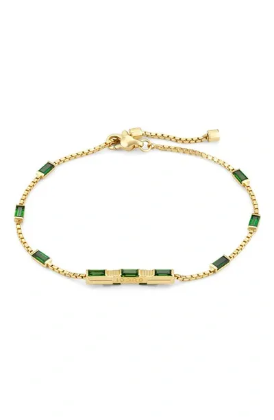 Gucci Link To Love Baguette Tourmaline Bracelet In Gold