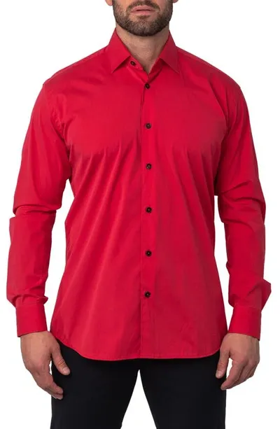 Maceoo Fibonacci Joyce Red Regular Fit Solid Button-up Shirt