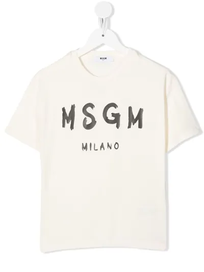 Msgm Logo-print Cotton T-shirt In Nude