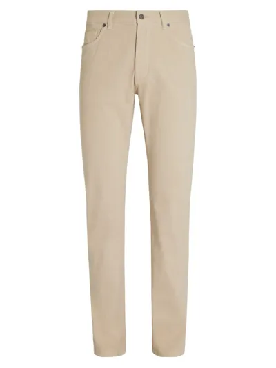 Zegna Stretch Gabardine Pants In Beige